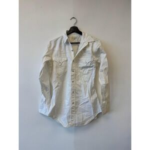Vintage Hillgate Western Pearl Snap Shirt Mens Small White Long Sleeve 70s